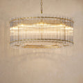 Sfeerco Modern Gold Round Chandelier 37 Inch 2-Tier 8-Light Water Ripple Crystal Glass High Ceiling Dining Room Living Room Foyer