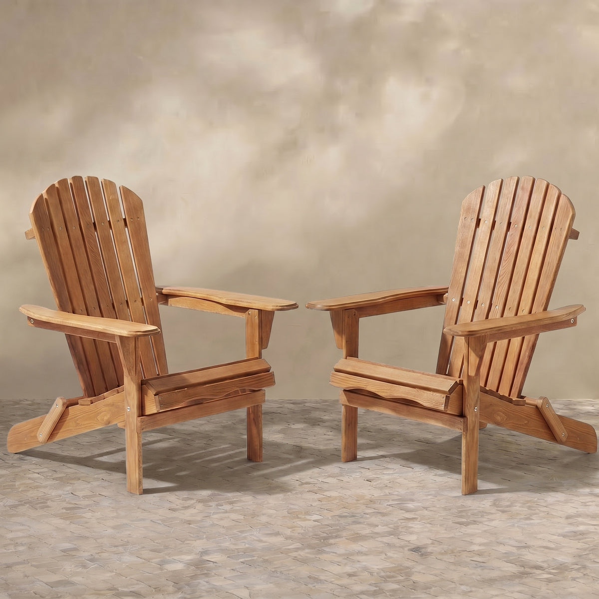 Sfeerco Outdoor Folding Adirondack Chair Set 2-Piece Wooden Patio Lounge Chairs – Aspen