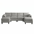 Sfeerco Modular L-Shaped Sectional Sofa 6-Seat Chenille Cloud Couch with Storage Ottoman Dark Grey Living Room