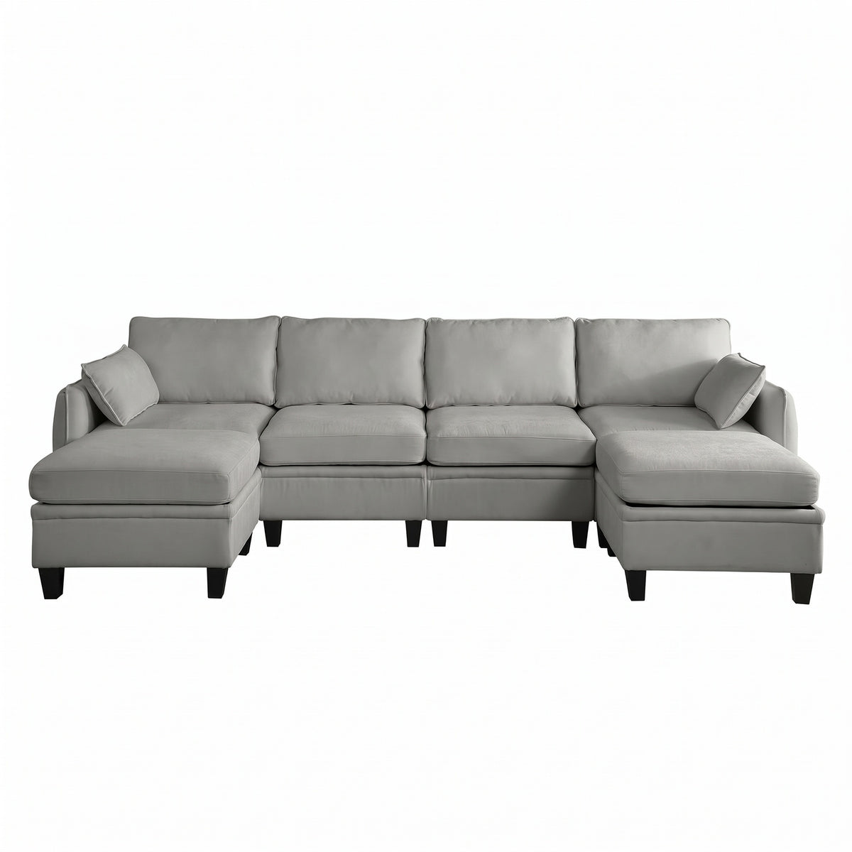 Sfeerco Modular L-Shaped Sectional Sofa 6-Seat Chenille Cloud Couch with Storage Ottoman Dark Grey Living Room