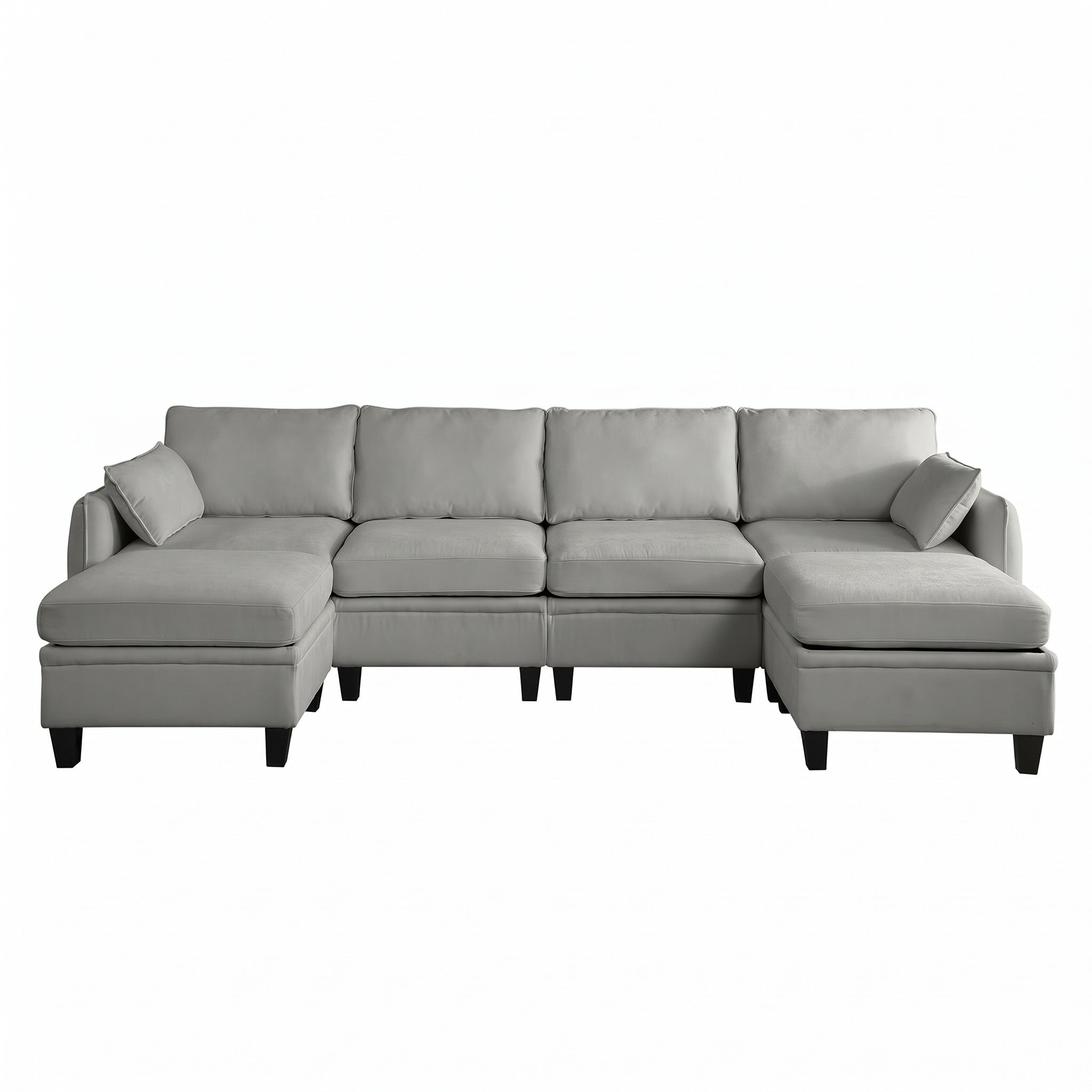 Sfeerco Modular L-Shaped Sectional Sofa 6-Seat Chenille Cloud Couch with Storage Ottoman Dark Grey Living Room