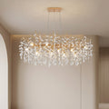 Sfeerco Modern Gold Crystal Tree Branch Chandelier 49.2 Inch 14-Light Rectangular Raindrop Pendant Dining Room Kitchen Island Living Room