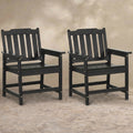 Sfeerco Outdoor HDPE Dining Chair Set of 2 Slatted Wood-Look Armchair Black — Duro