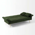Sfeerco Convertible Futon Sofa Bed 2-Seat Velvet with Folding Armrests Adjustable Backrest Living Room