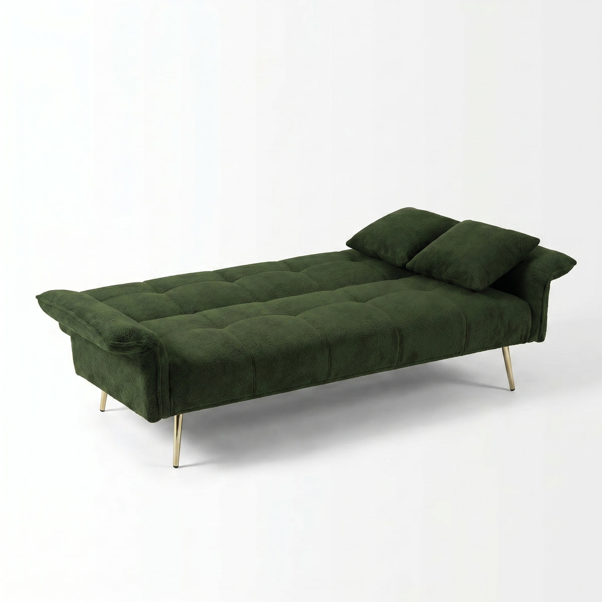 Sfeerco Convertible Futon Sofa Bed 2-Seat Velvet with Folding Armrests Adjustable Backrest Living Room