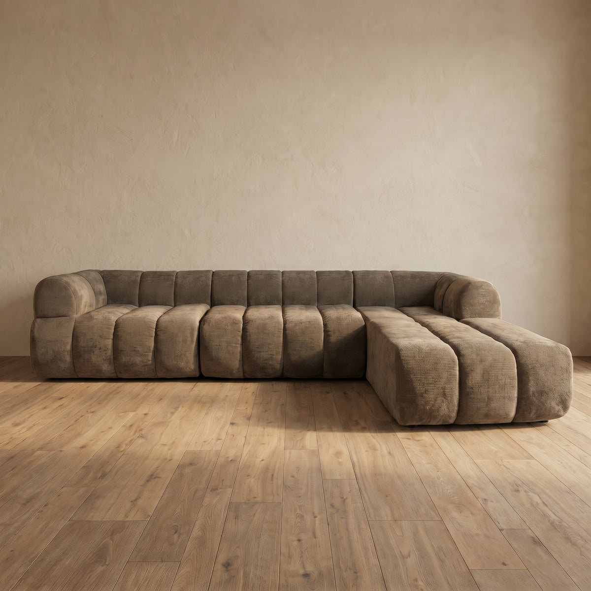 Sfeerco Modern L-Shaped Sectional Sofa 4-Seat High-Density Foam with Chaise Lounge Fully Assembled Espresso Living Room
