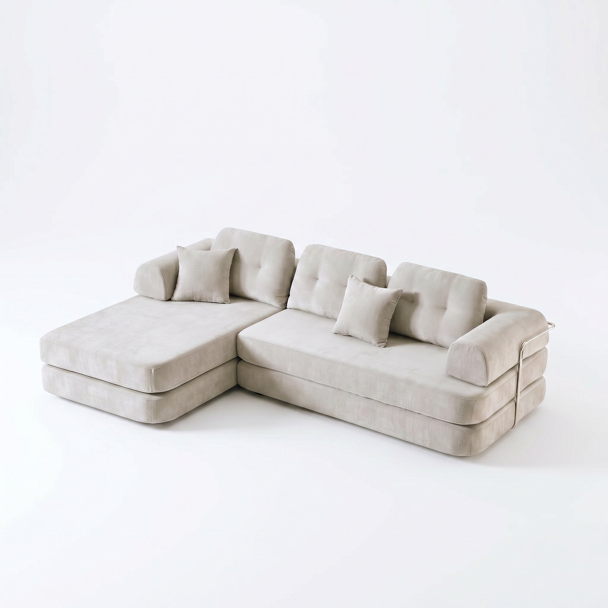 Sfeerco Modular Sectional Sofa with Chaise 3-Seat Boneless Chenille Memory Foam Deep Seat No Assembly Required Light Grey Living Room