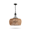 Sfeerco Boho Hemp Rope Pendant Light Hand-Woven Jute Shade Adjustable Chain Natural Ceiling Light Kitchen Island Dining Room Entryway