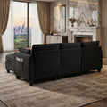 Sfeerco Modular L-Shaped Sectional Sofa 4-Seat Chenille Cloud Couch with Storage Ottoman Black Living Room