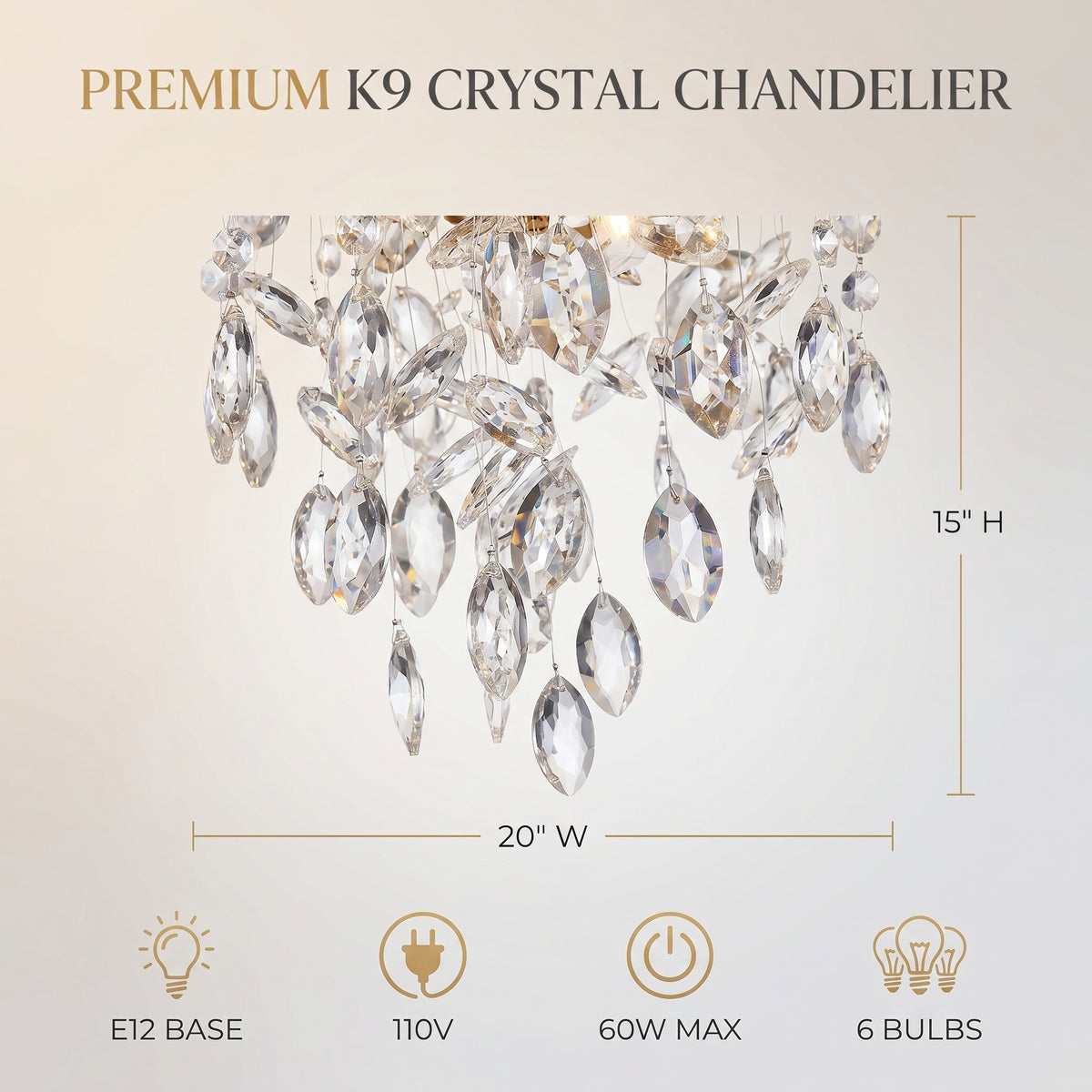 Sfeerco Modern Gold Crystal Tree Branch Chandelier 49.2 Inch 14-Light Rectangular Raindrop Pendant Dining Room Kitchen Island Living Room