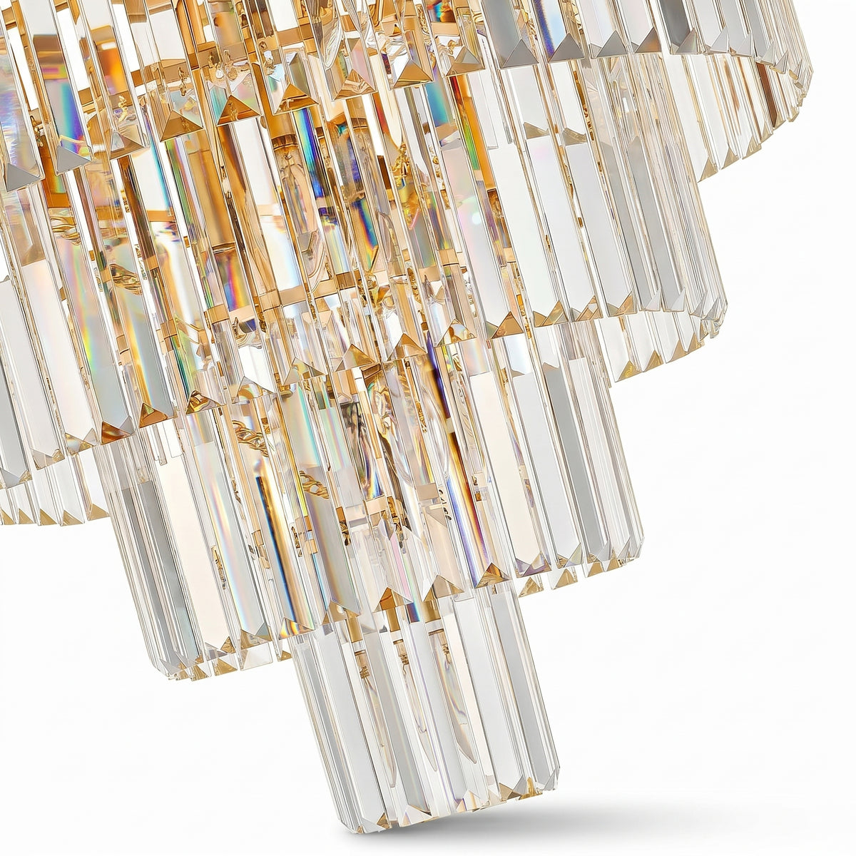 Sfeerco Modern Crystal Chandelier 23.6 Inch 5-Tier K9 Crystal Pendant Light Fixture Gold Dining Room Living Room Bedroom