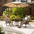 Sfeerco Folding Patio Chairs Set of 2, High Back Outdoor Dining Chairs with Armrests and Breathable Mesh, Beige