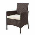 Sfeerco Outdoor Rattan Wicker Dining Chair Set of 2 with Cream Cushion Stackable Dark Coffee Patio