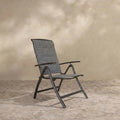 Sfeerco Folding Patio Chairs Set of 2, Aluminum Reclining Sling Chairs with Adjustable High Backrest, Textilene Fabric, Dark Brown