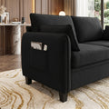 Sfeerco Modular L-Shaped Sectional Sofa 4-Seat Chenille Cloud Couch with Storage Ottoman Black Living Room