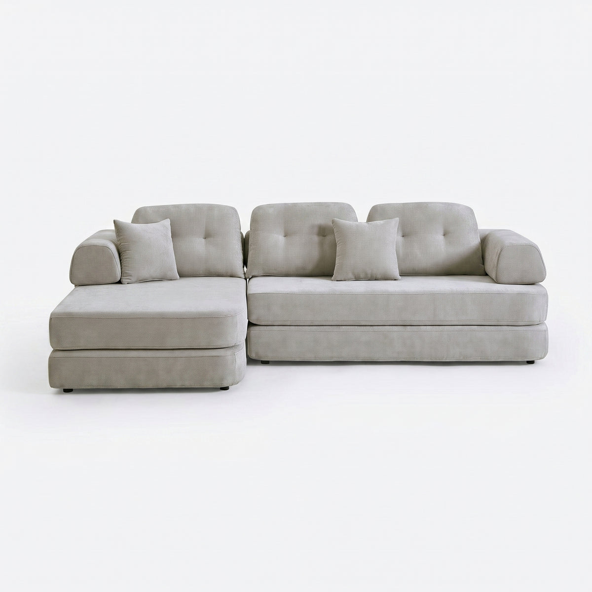 Sfeerco Modular Sectional Sofa with Chaise 3-Seat Boneless Chenille Memory Foam Deep Seat No Assembly Required Light Grey Living Room