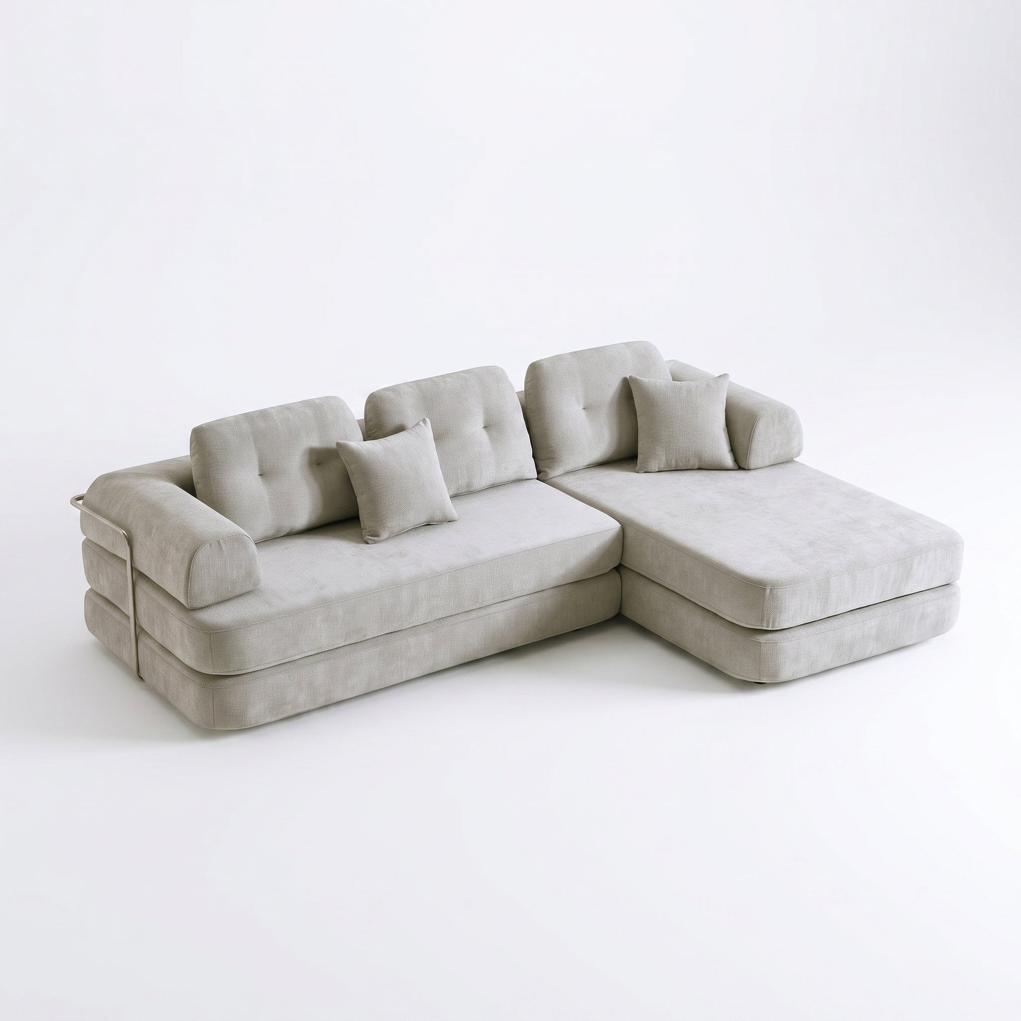 Sfeerco Modular Sectional Sofa with Chaise 3-Seat Boneless Chenille Memory Foam Deep Seat No Assembly Required Light Grey Living Room