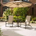 Sfeerco Folding Patio Chairs Set of 2, High Back Outdoor Dining Chairs with Armrests and Breathable Mesh, Beige