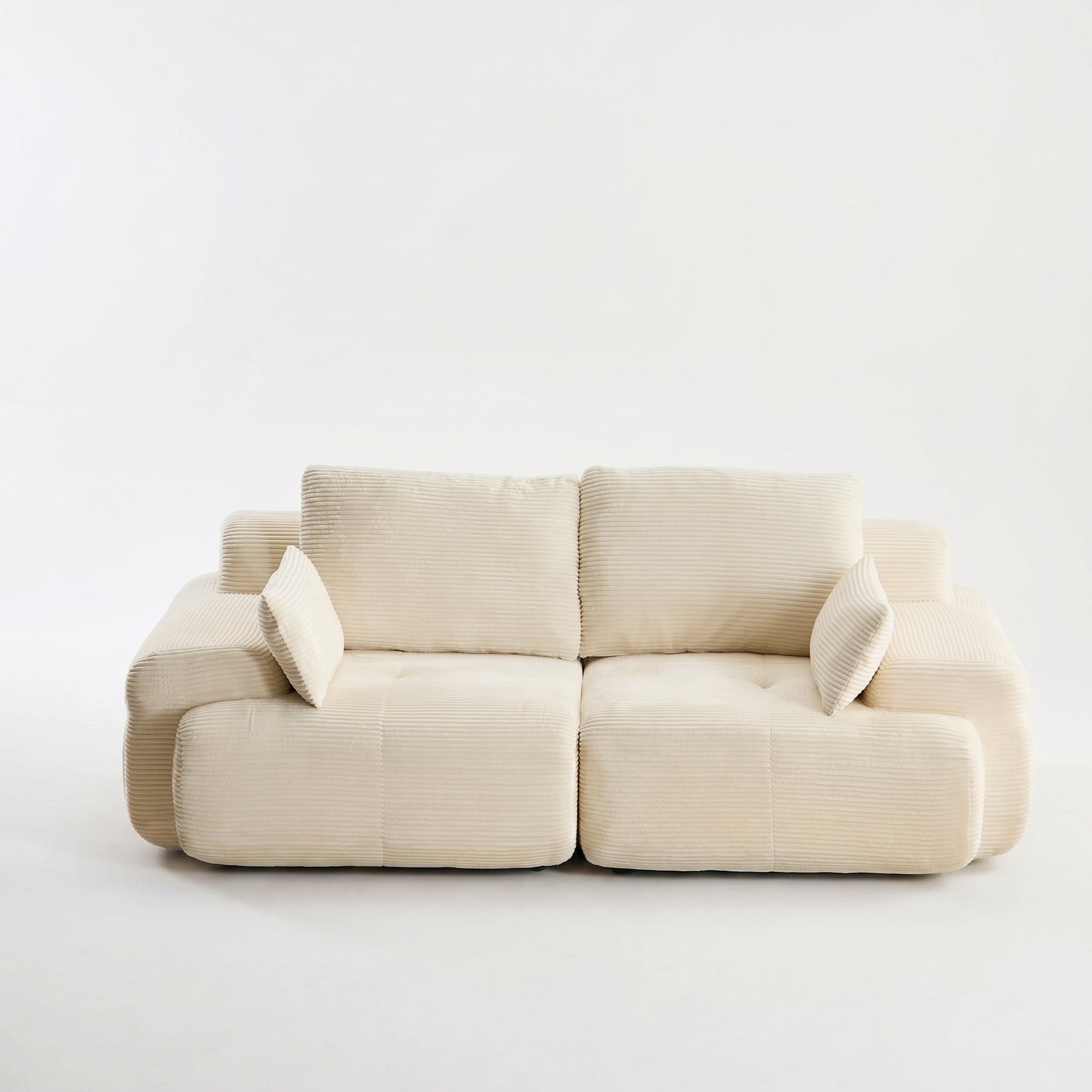 Sfeerco Modular Cloud Loveseat 2-Seat Corduroy Memory Foam Extra Deep Sectional Pet-Friendly No Assembly Required Beige Living Room