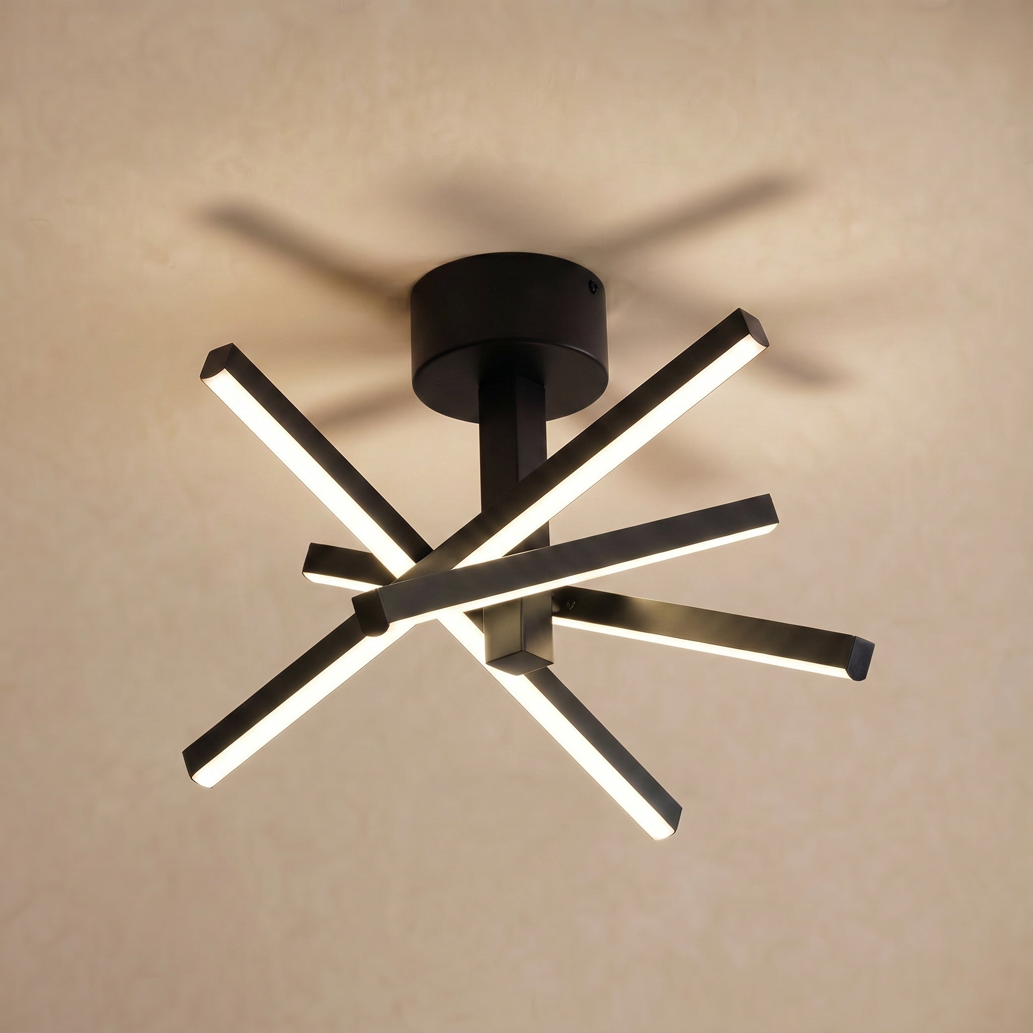 Sfeerco Geometric Starburst LED Ceiling Light 12" Dimmable Black – Nova