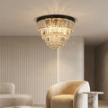 Sfeerco Modern Crystal Flush Mount Ceiling Light 6-Light K9 Crystal Chandelier Black 19.7 Inch Living Room Dining Room Bedroom