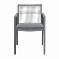 Sfeerco Outdoor Aluminum Rope Dining Chair Set of 2 with Cushions Patio Armchair Black Grey — Kova