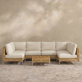 Sfeerco Outdoor Rattan Patio Sectional Sofa Set L-Shaped with Coffee Table Natural Wicker – Capri
