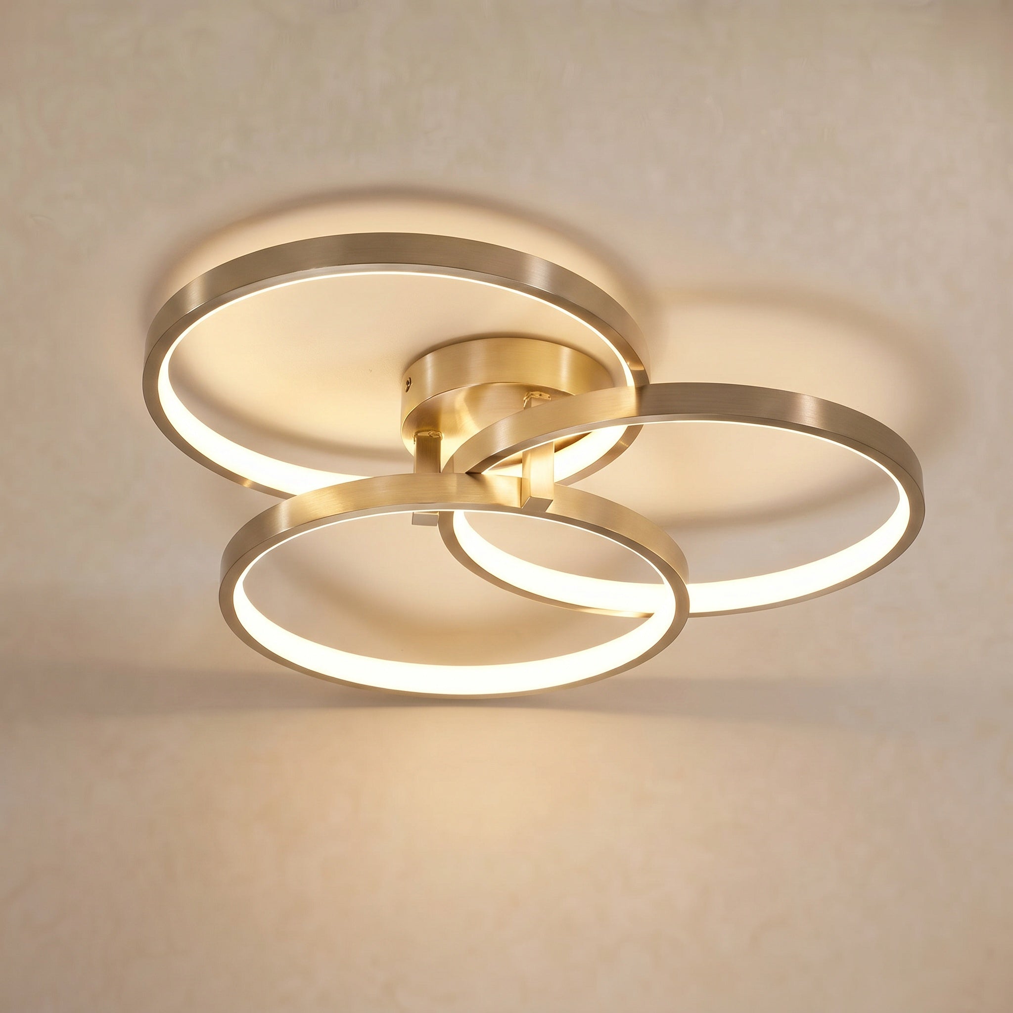 Sfeerco Circular 3-Ring LED Ceiling Light 20" Dimmable Brushed Nickel – Orion