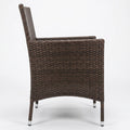 Sfeerco Outdoor Rattan Wicker Dining Chair Set of 2 with Cream Cushion Stackable Dark Coffee Patio