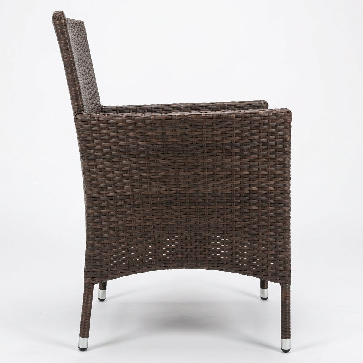 Sfeerco Outdoor Rattan Wicker Dining Chair Set of 2 with Cream Cushion Stackable Dark Coffee Patio
