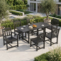 Sfeerco Outdoor Weatherproof Patio Dining Set 7-Piece Rectangle Table and 6 Chairs Black — Dusk