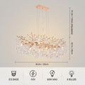 Sfeerco Modern Gold Crystal Tree Branch Chandelier 49.2 Inch 14-Light Rectangular Raindrop Pendant Dining Room Kitchen Island Living Room