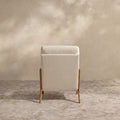 Sfeerco Solid Wood Accent Chair with Linen Cushion, Mid-Century Modern Armchair for Living Room, Off-White