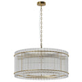 Sfeerco Modern Gold Round Chandelier 37 Inch 2-Tier 8-Light Water Ripple Crystal Glass High Ceiling Dining Room Living Room Foyer