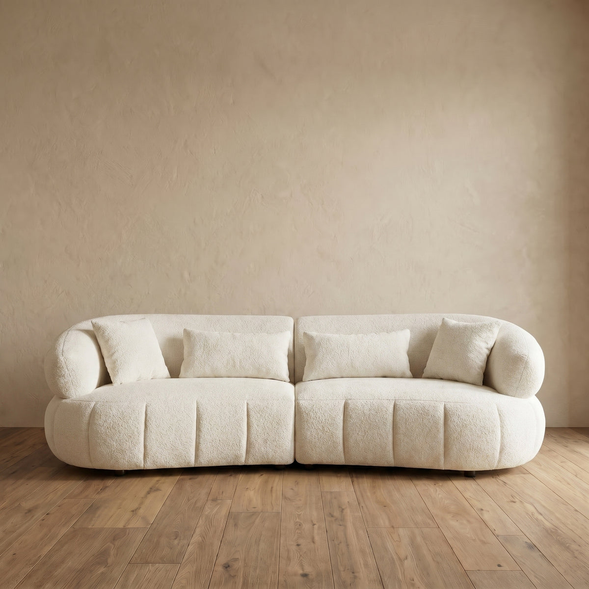 Sfeerco Curved Sectional Sofa 4-Seat Textured Fabric – Arco