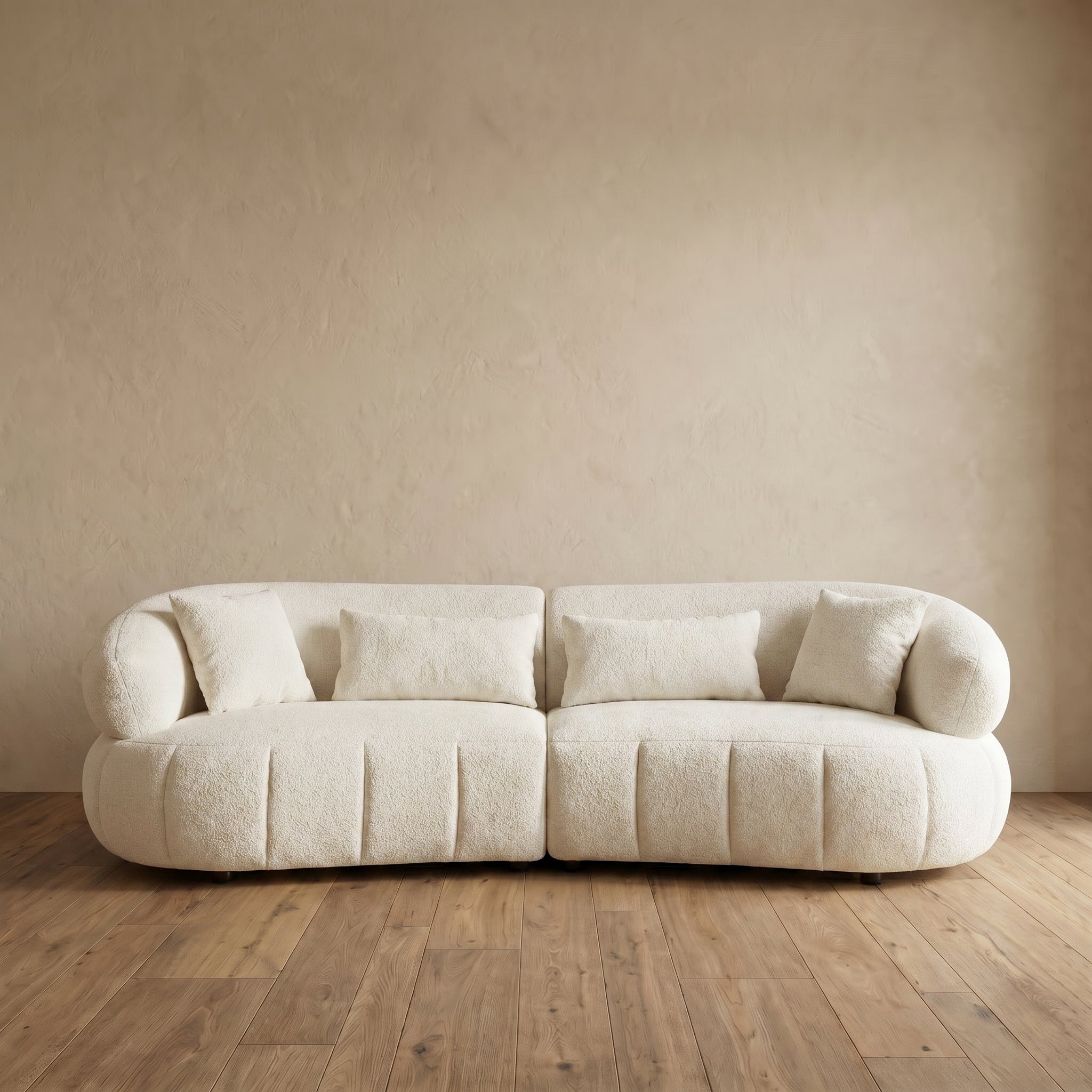 Sfeerco Curved Sectional Sofa 4-Seat Textured Fabric – Arco
