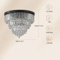 Sfeerco Modern Crystal Flush Mount Ceiling Light 6-Light K9 Crystal Chandelier Black 19.7 Inch Living Room Dining Room Bedroom
