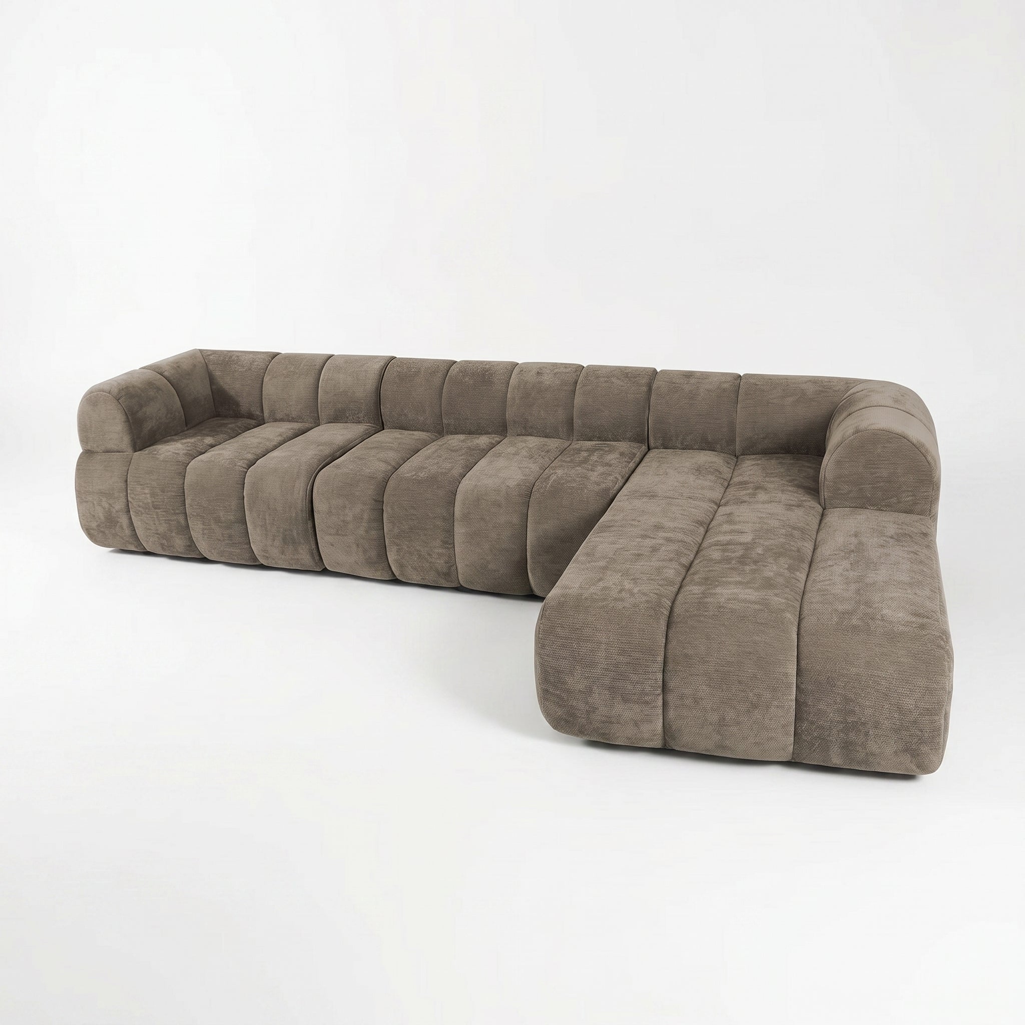 Sfeerco Modern L-Shaped Sectional Sofa 4-Seat High-Density Foam with Chaise Lounge Fully Assembled Espresso Living Room
