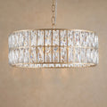 Sfeerco Modern Crystal Drum Chandelier 18 Inch 6-Light Gold Metal Frame Pendant Light Living Room Dining Room Bedroom