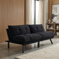 Sfeerco Convertible Folding Sofa Bed 2-Seater Twin Adjustable Backrest and Armrest Black Modern Living Room