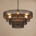 Sfeerco Rustic 4-Tier Hemp Rope Chandelier 20" 6-Light E12 Black – Strata