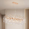 Sfeerco Modern Gold Crystal Tree Branch Chandelier 49.2 Inch 14-Light Rectangular Raindrop Pendant Dining Room Kitchen Island Living Room