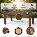 Sfeerco Outdoor Acacia Wood Patio Dining Set 7-Piece 71 Inch Rectangular Table 4 Chairs and Bench Umbrella Hole Mocha Beige Cushion