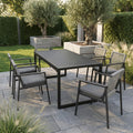 Sfeerco Outdoor Aluminum Rope Dining Chair Set of 2 with Cushions Patio Armchair Black Grey — Kova