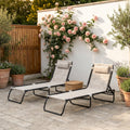 Sfeerco Outdoor Folding Chaise Lounge Chair Set Reclining Portable Cream White — Breeze