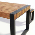 Sfeerco Outdoor Acacia Wood Dining Set 3-Piece Rectangle Table and 2 Benches Steel Frame Natural — Banco
