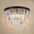 Sfeerco Modern Crystal Flush Mount Ceiling Light 6-Light K9 Crystal Chandelier Black 19.7 Inch Living Room Dining Room Bedroom