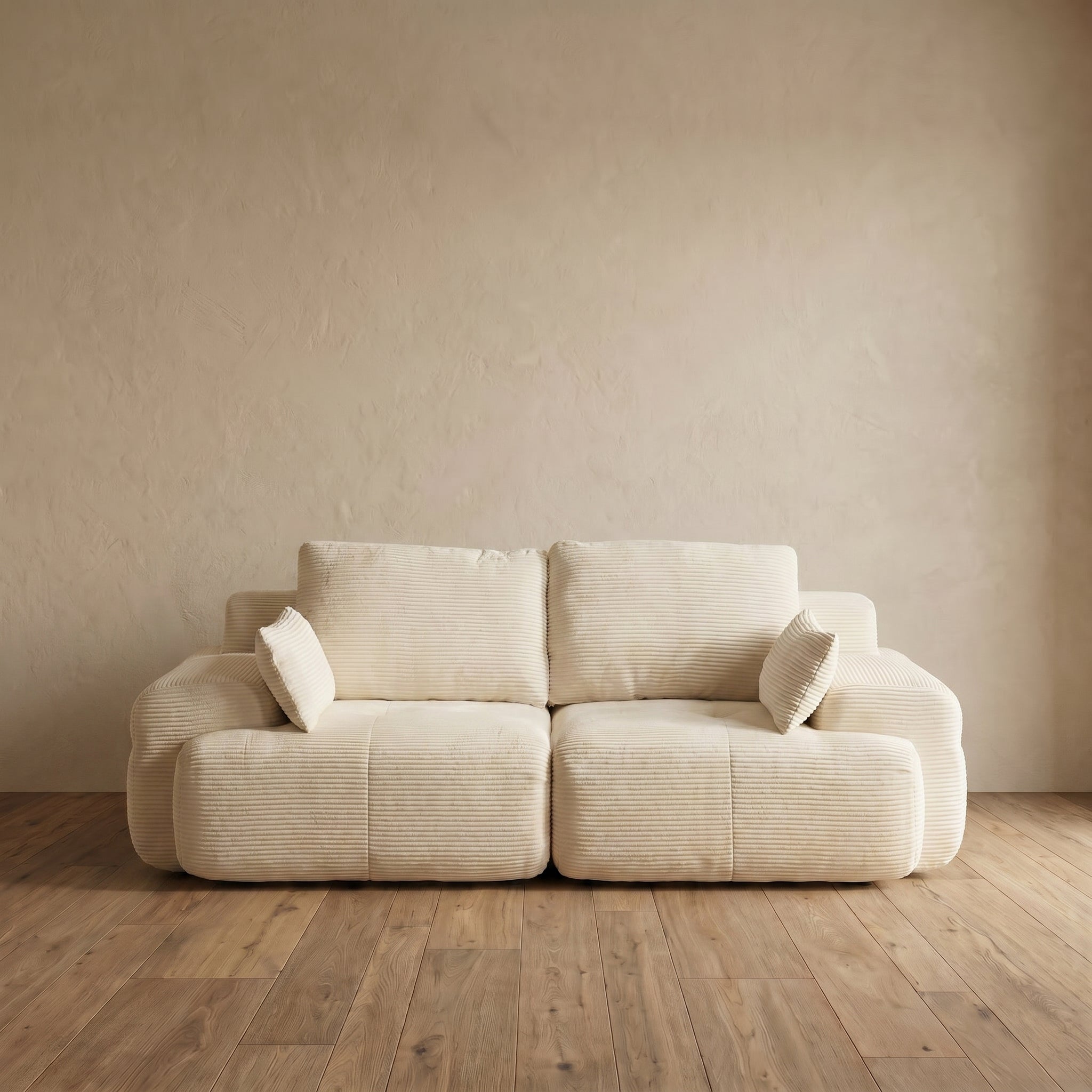 Sfeerco Modular Cloud Loveseat 2-Seat Corduroy Memory Foam Extra Deep Sectional Pet-Friendly No Assembly Required Beige Living Room