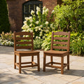 Sfeerco Armless Outdoor Dining Chairs Set of 2, Weather Resistant HDPE Patio Chairs, Brown