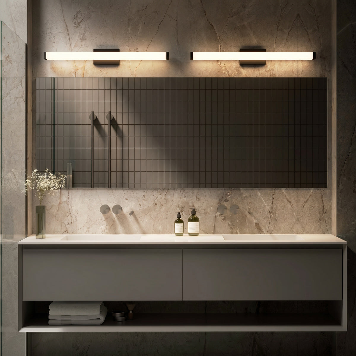Sfeerco Modern LED Vanity Light Bar 41" Matte Black Over Mirror Bathroom Fixture – Lino